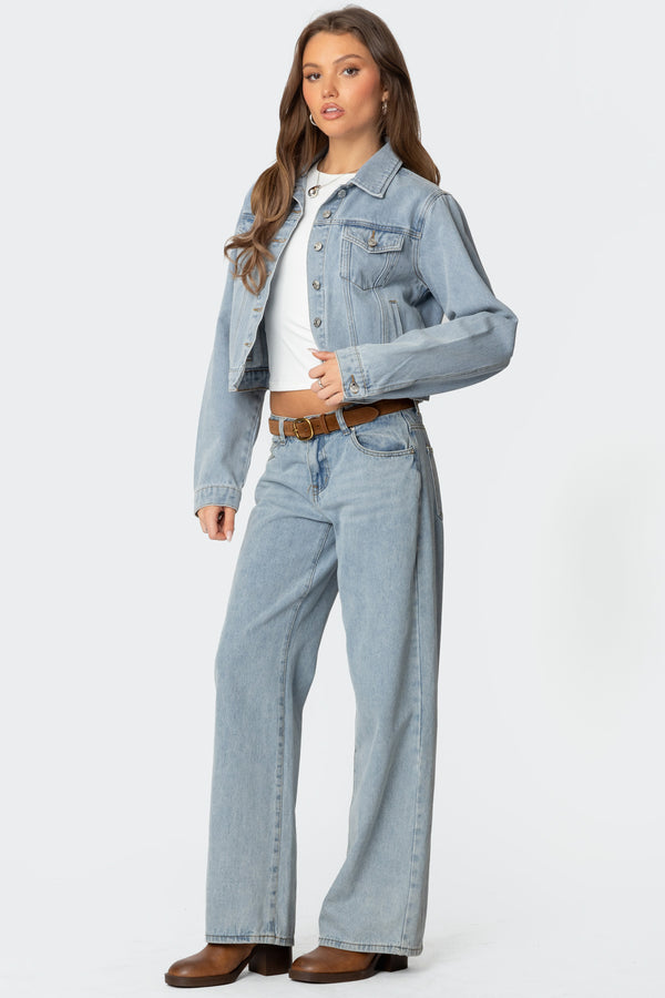 Edikted Barb Denim Jacket Light Blue