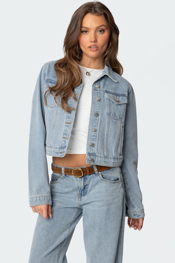 edikted Barb Denim Jacket light blue