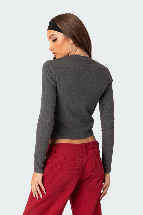 Edikted Barcelona Long Sleeve T-Shirt Dark Gray