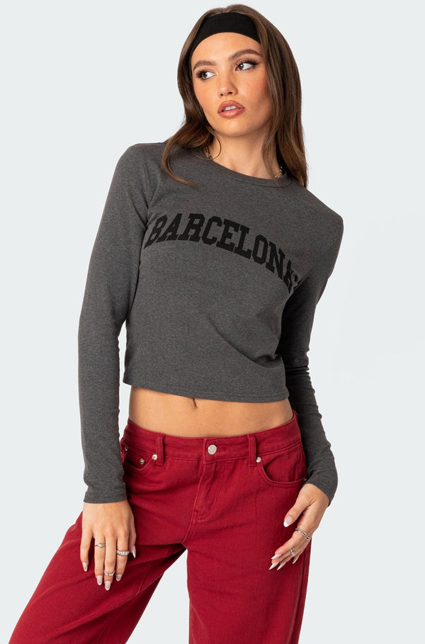 edikted Barcelona Long Sleeve T-Shirt dark gray
