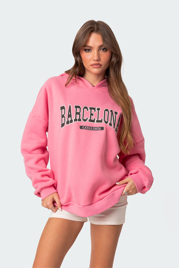 Edikted Barcelona Oversized Hoodie Pink