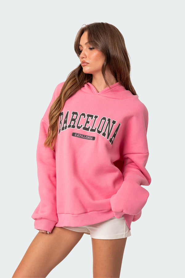 Edikted Barcelona Oversized Hoodie Pink