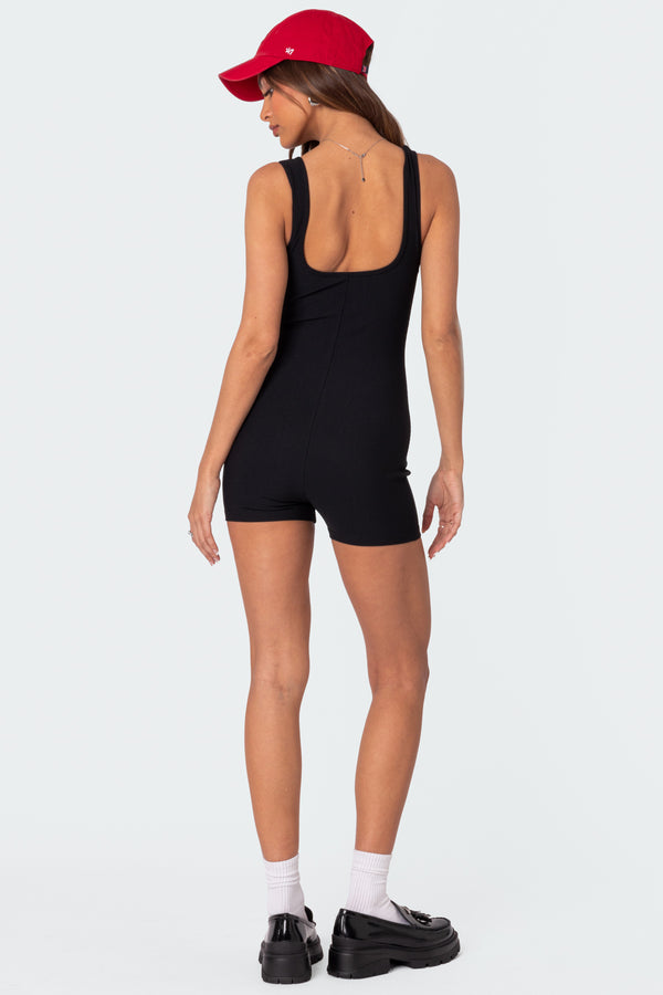 Edikted Basic Baby Ribbed Romper Black