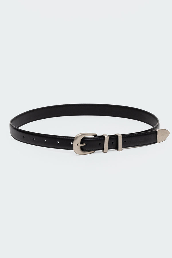 Edikted Basic Buckle Faux Leather Belt Black
