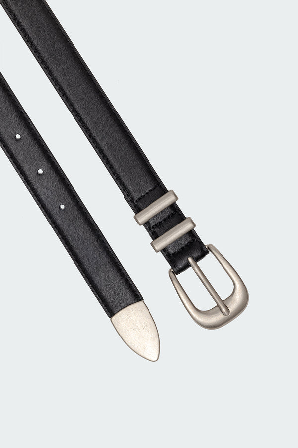 Edikted Basic Buckle Faux Leather Belt Black