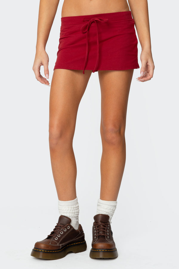 Edikted Bayside Slitted Micro Skort Burgundy