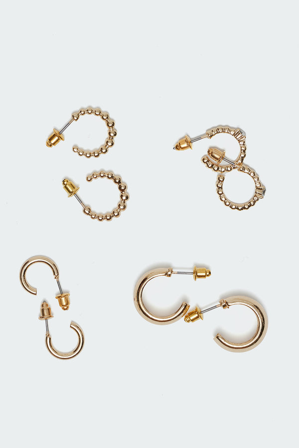 edikted Bby Bling Mini Hoop Earring Pack gold