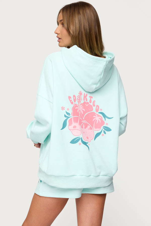 Edikted Beach Bloom Hoodie Mint