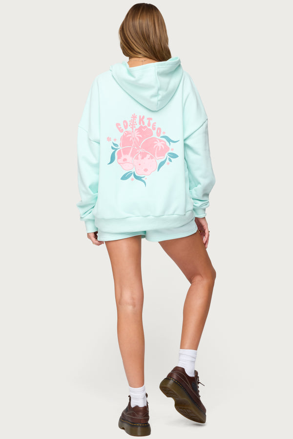 Edikted Beach Bloom Hoodie Mint