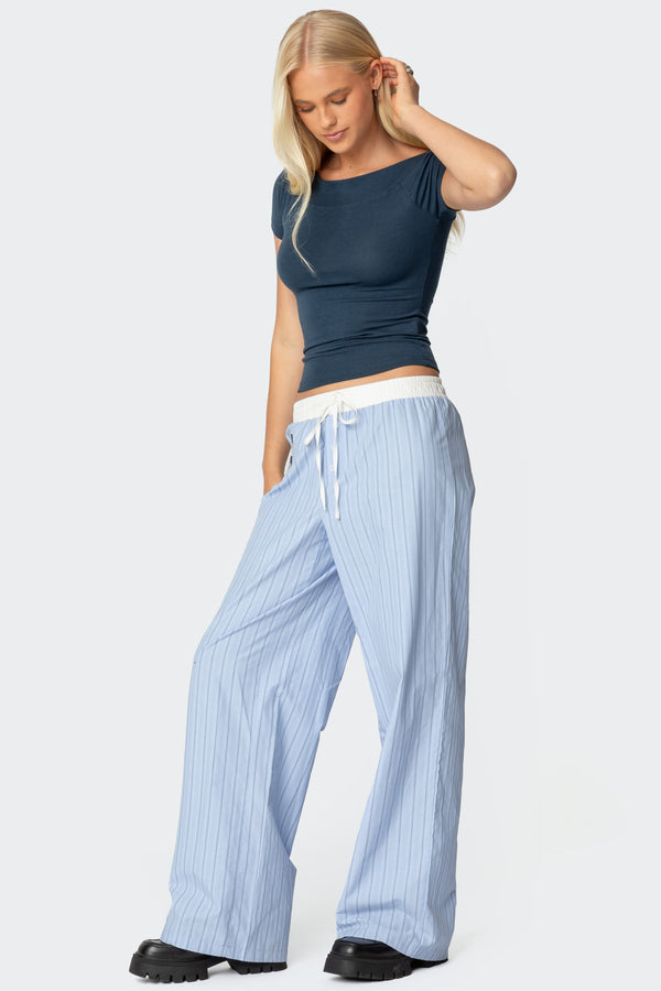 Edikted Becca Boat Neck Top Navy