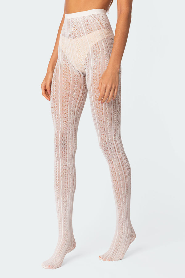 Edikted Belle Lacey Tights White