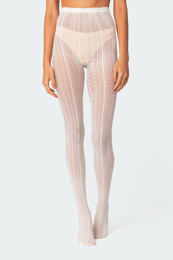 edikted Belle Lacey Tights white