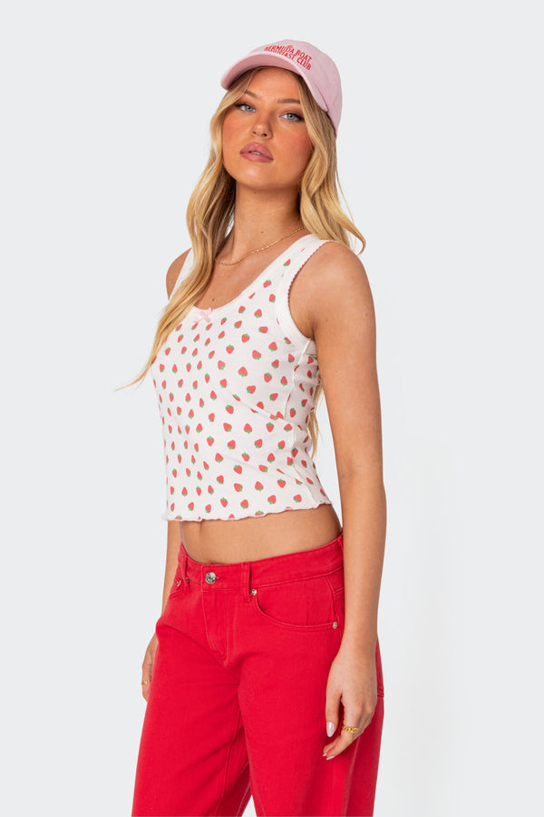 Edikted Berry Cool Printed Tank Top White