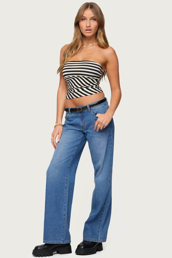 Edikted Betsana Striped Tube Top Black And Cream