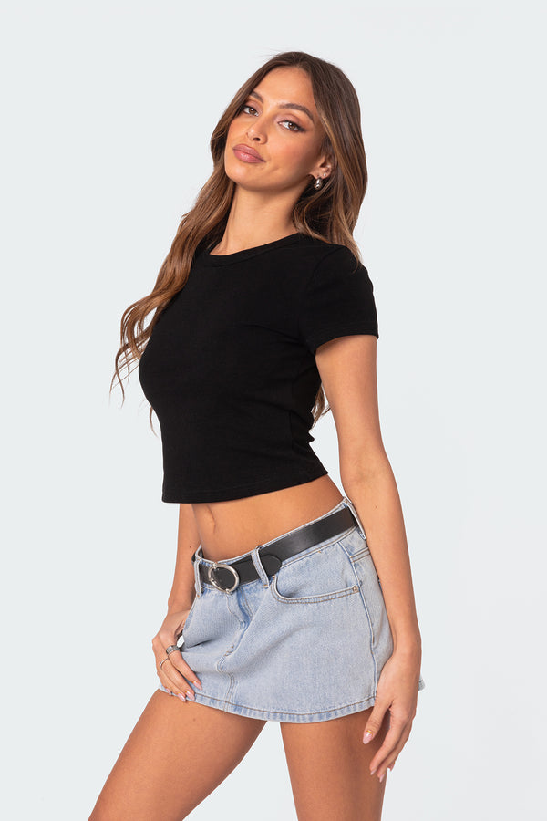 Edikted Better Basics Cropped T Shirt Black