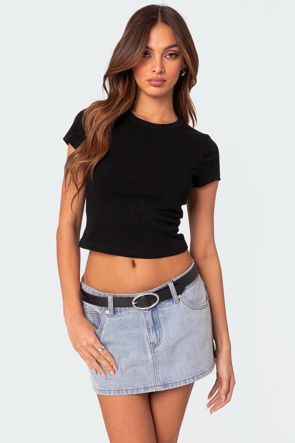 edikted Better Basics Cropped T Shirt black