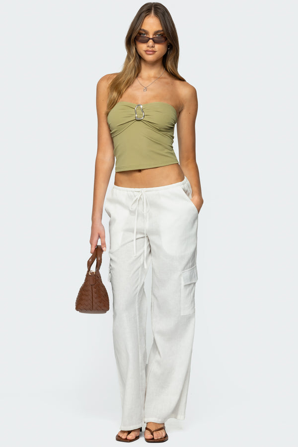 Edikted Bex Abstract Ring Tube Top Olive