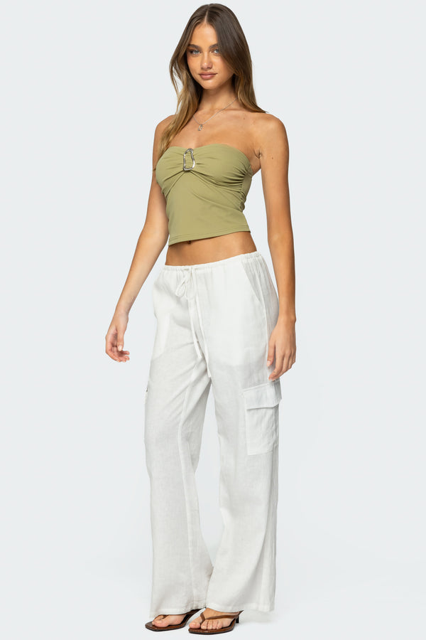 Edikted Bex Abstract Ring Tube Top Olive