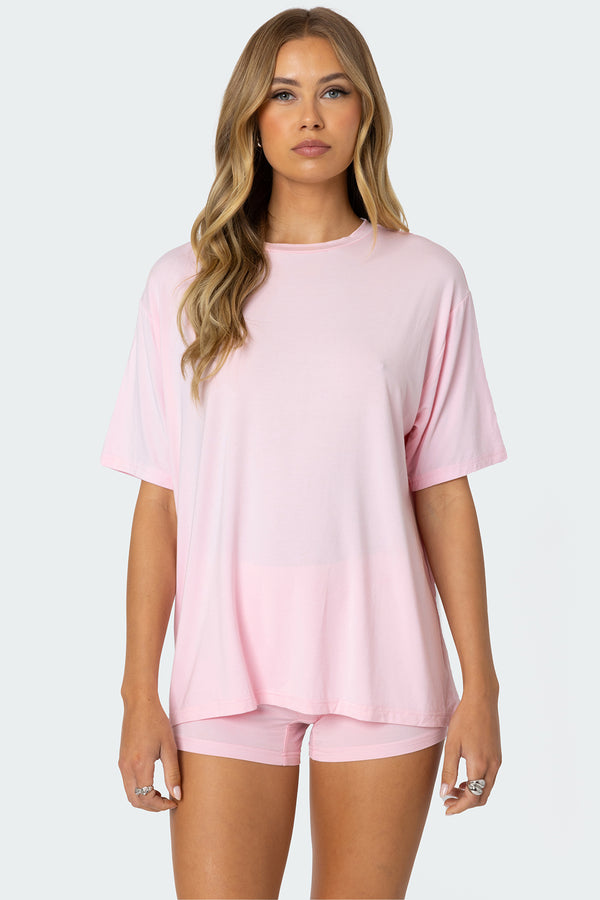 edikted Bf Oversized T Shirt pink