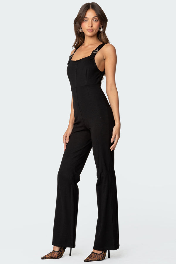Edikted Bianka Buckle Strap Jumpsuit Black