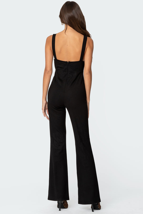 Edikted Bianka Buckle Strap Jumpsuit Black