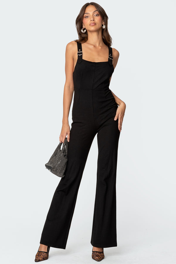edikted Bianka Buckle Strap Jumpsuit black