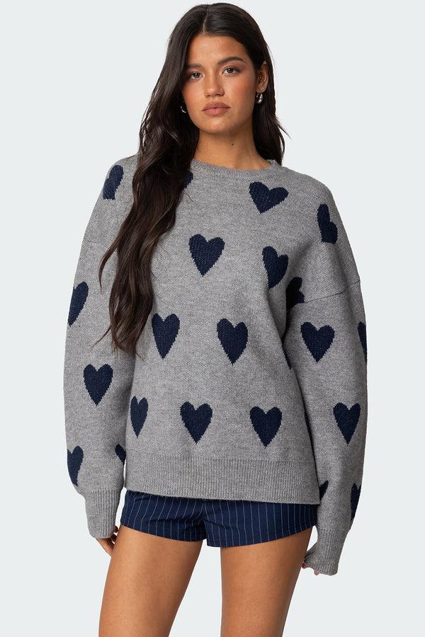 edikted Big Heart Oversized Sweater gray melange