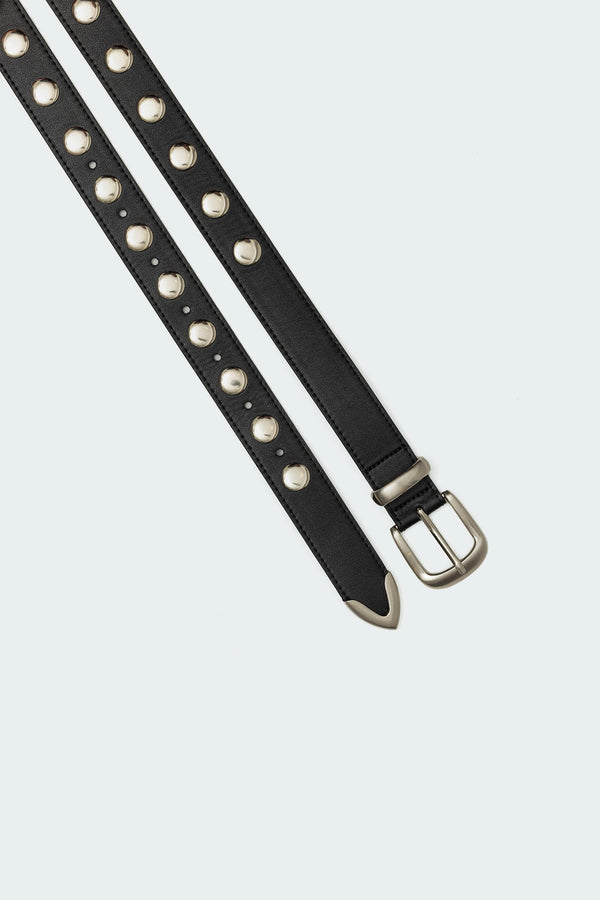 Edikted Big Stud Faux Leather Belt Black