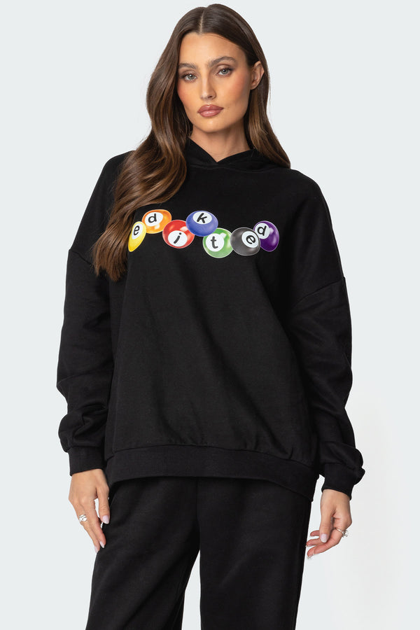 edikted Billiard Oversized Hoodie black