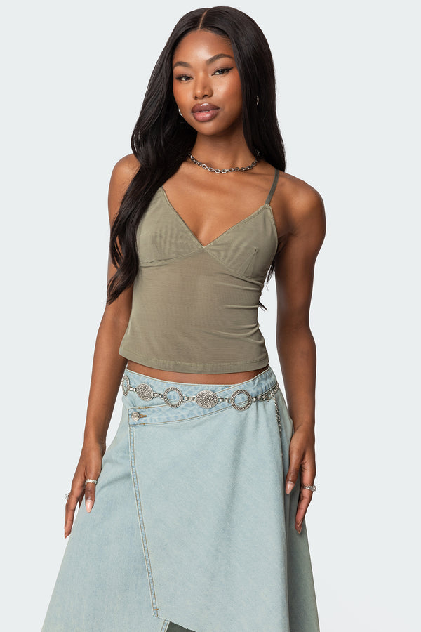 edikted Blake Mesh Tank Top green