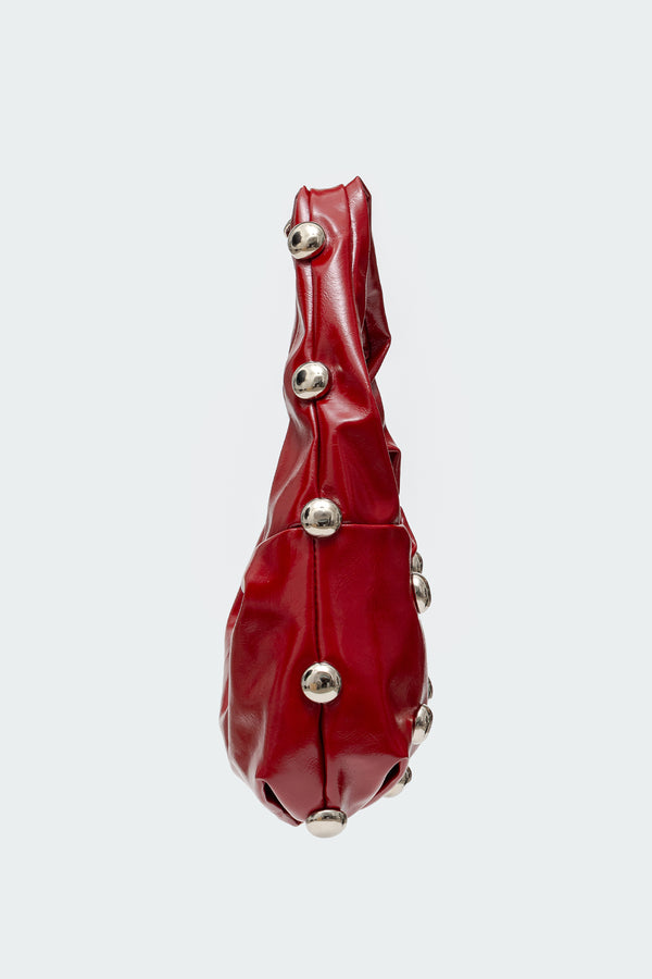 Edikted Bold Studded Faux Leather Bag Red