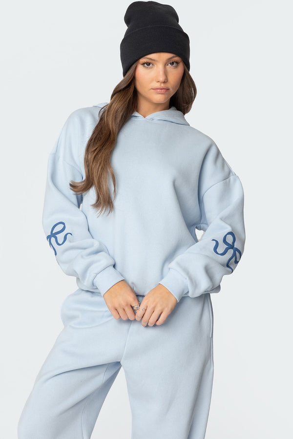edikted Bonney Bow Detail Hoodie blue