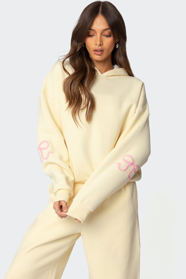 edikted Bonney Bow Detail Hoodie yellow