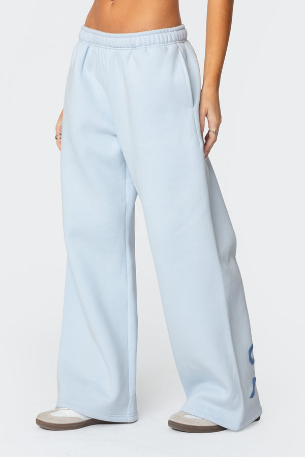 Edikted Bonney Bow Detail Sweatpants Blue