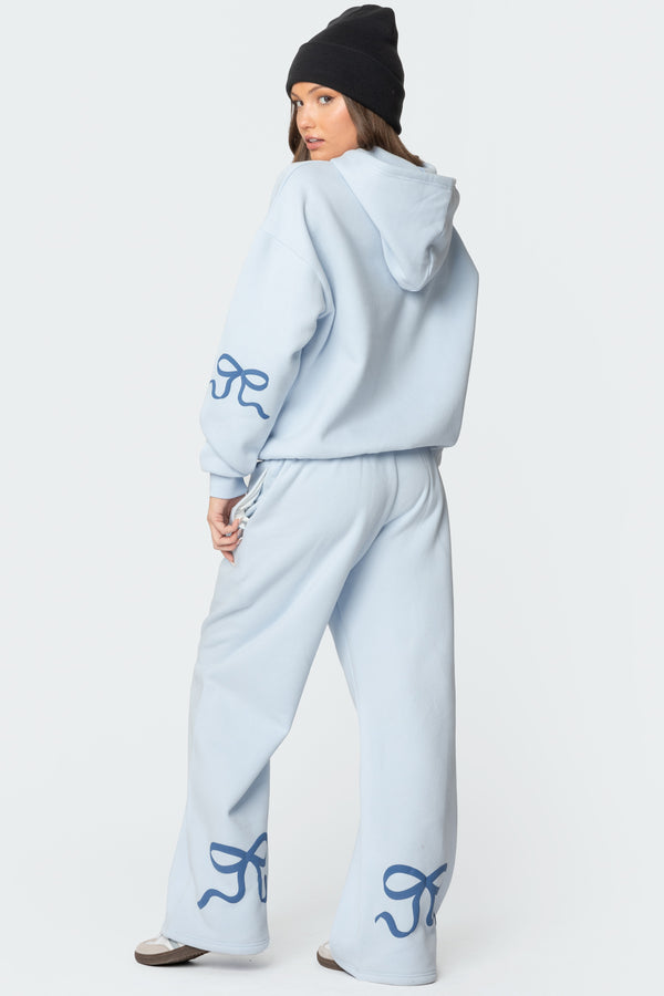 edikted Bonney Bow Detail Sweatpants blue