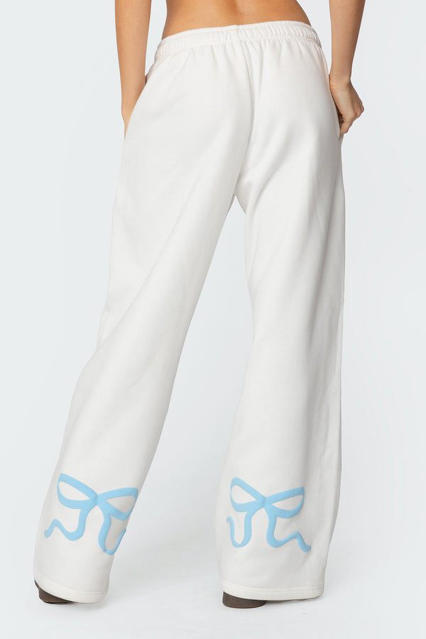 Edikted Bonney Bow Detail Sweatpants Cream