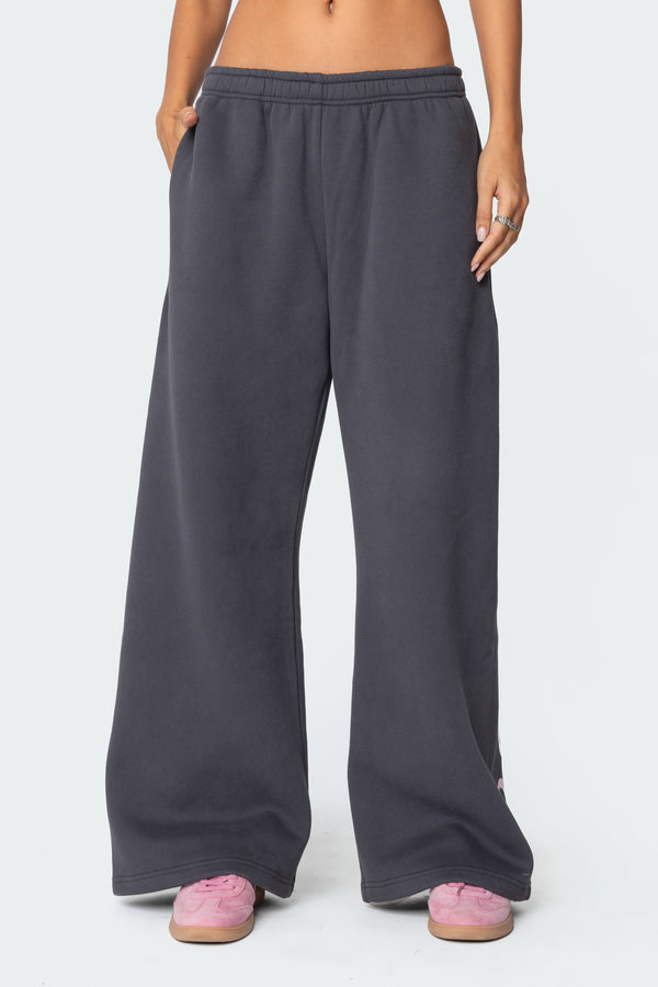 Edikted Bonney Bow Detail Sweatpants Dark Gray