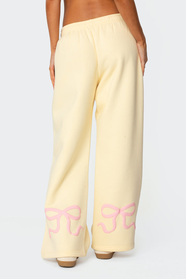 Edikted Bonney Bow Detail Sweatpants Yellow