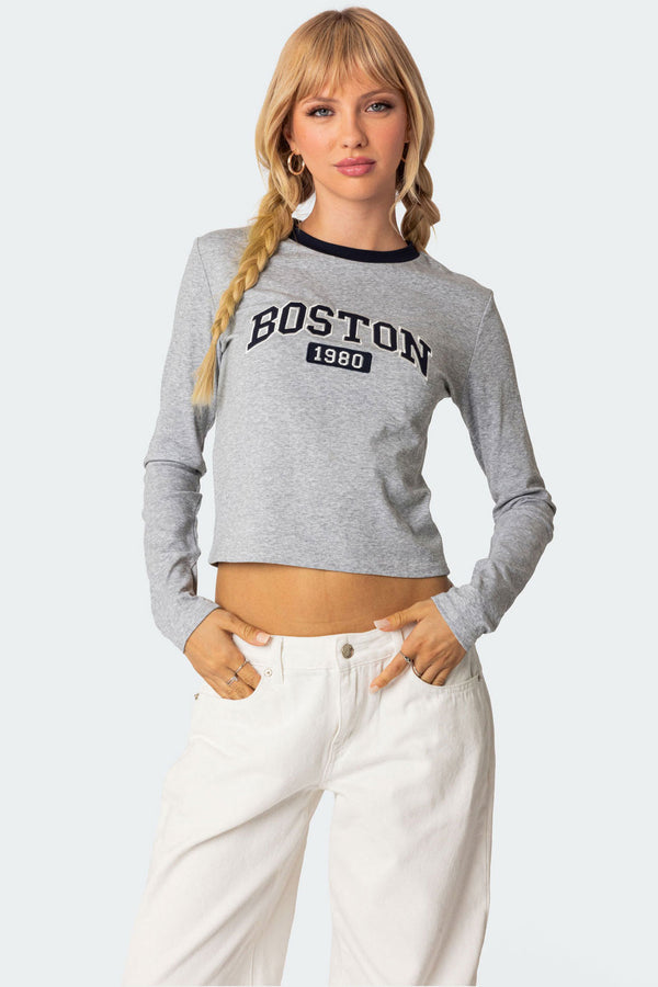 edikted Boston Long Sleeve T Shirt gray melange