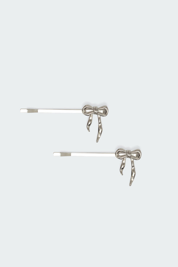 Edikted Bow Barette Set Silver