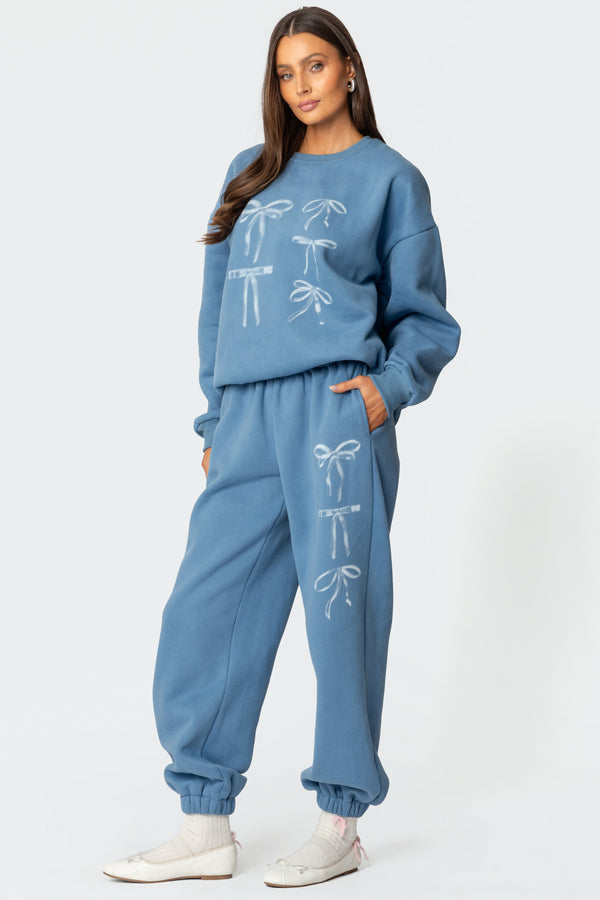 Edikted Bow Bliss Oversized Sweatshirt Blue