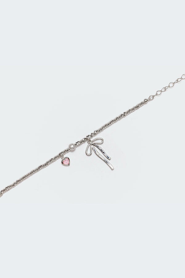 Edikted Bow Charm Bracelet Silver