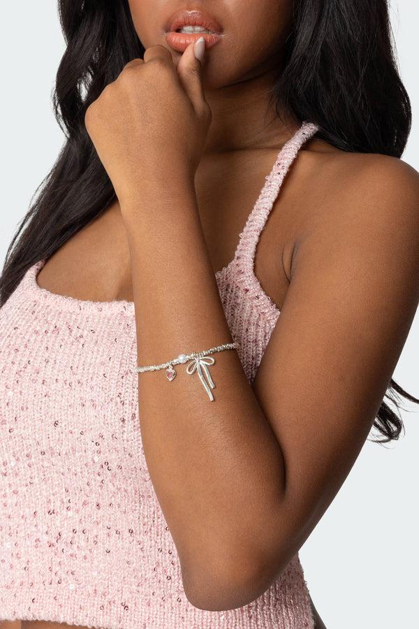 edikted Bow Charm Bracelet silver