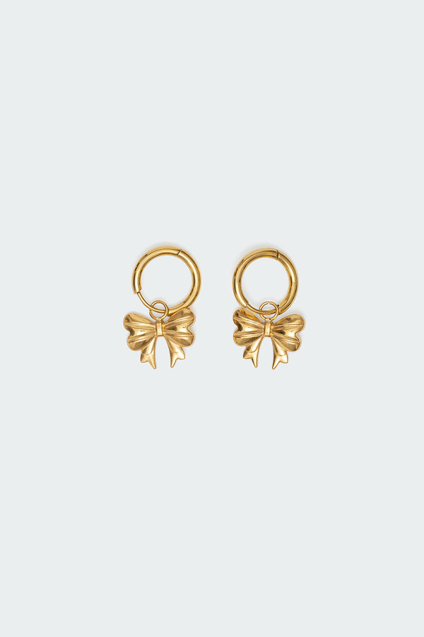 Edikted Bow Charm Hoop Earrings Gold