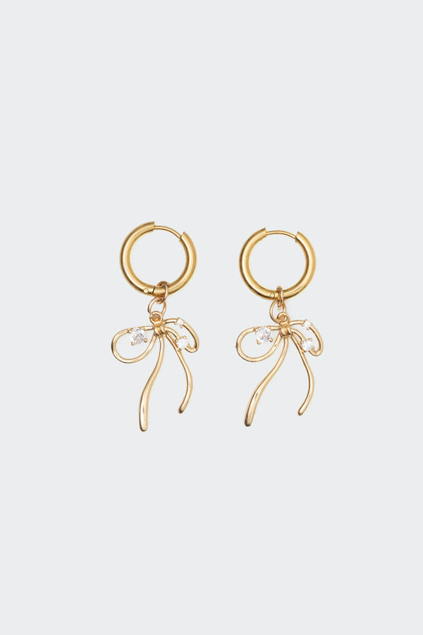 edikted Bow Charm Hoop Earrings gold