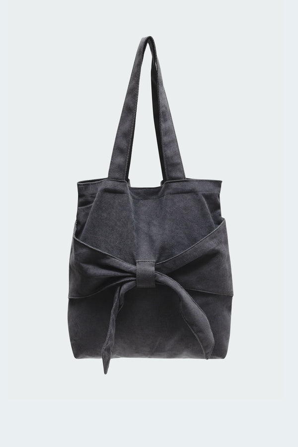Edikted Bow Detail Tote Bag Dark Gray