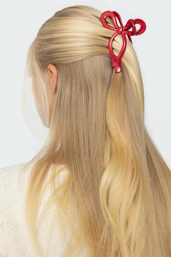 edikted Bow Hair Clip red