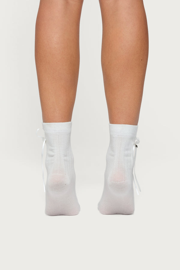 Edikted Bow & Heart Socks White