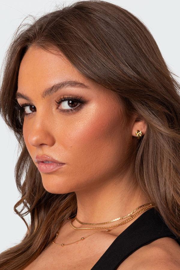 Edikted Bow Huggy Hoop Earrings Gold