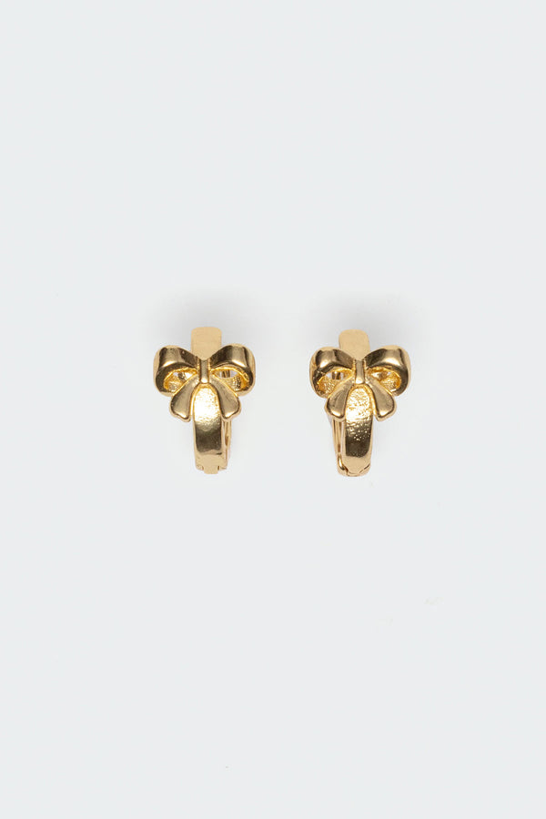 edikted Bow Huggy Hoop Earrings gold
